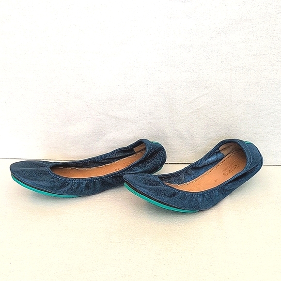 Tieks Shoes - Tieks Womens 10 Ballet Flats Blue Leather Casual Office Contemporary Classic